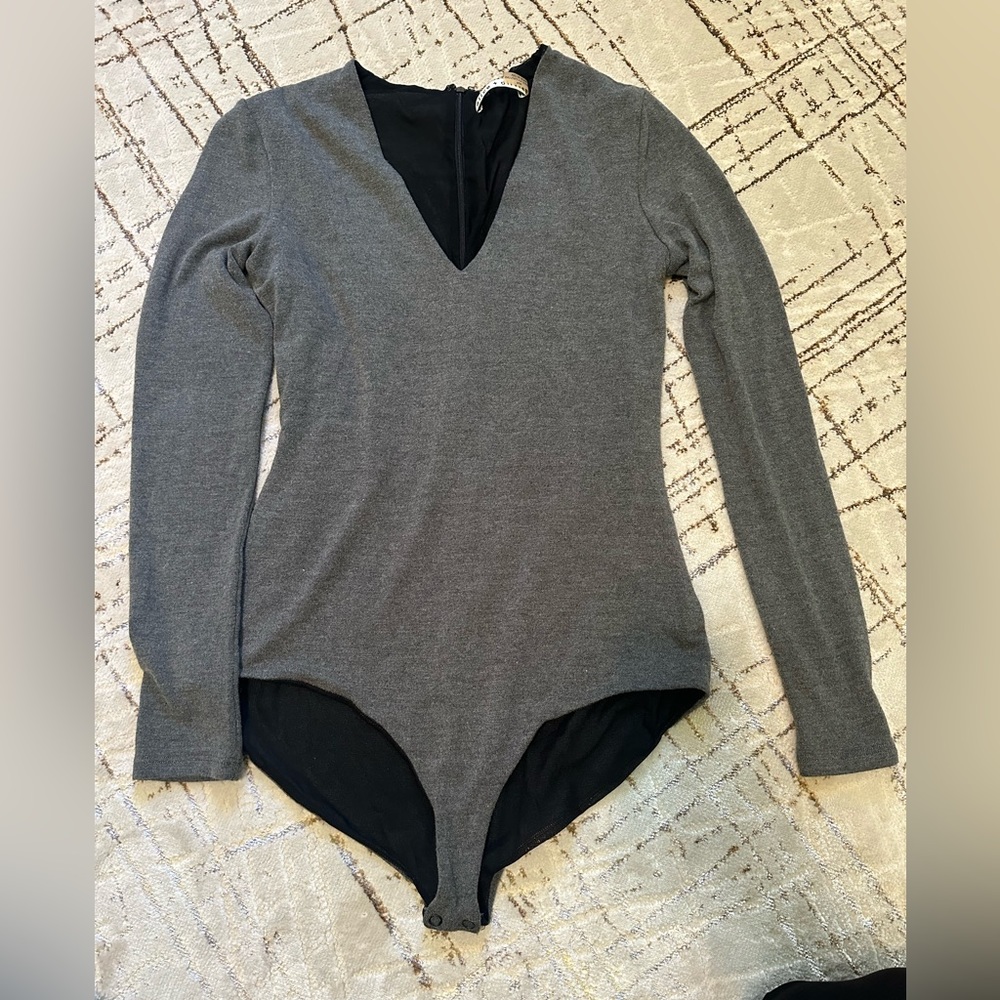 Alice + Olivia Gray Zip Bodysuit